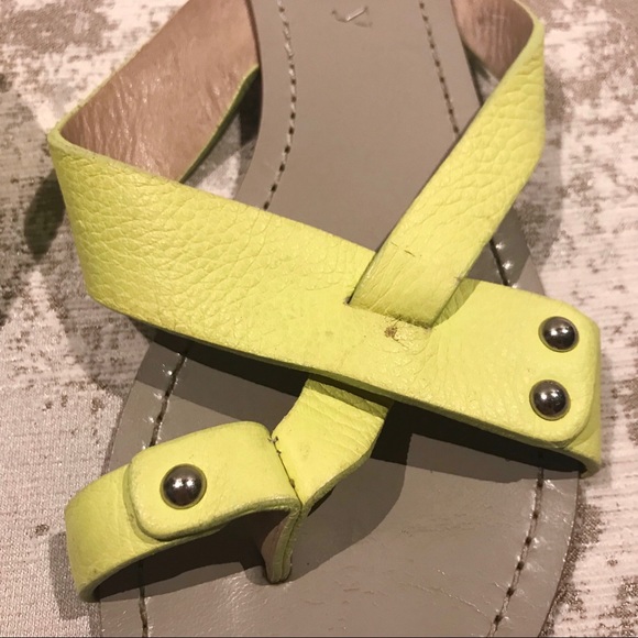 Theory Pastel Yellow/Green Leather Sandals - Picture 6 of 6